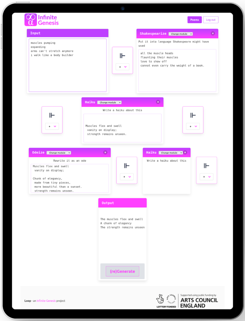 Infinite Genesis' Loop running on an ipad